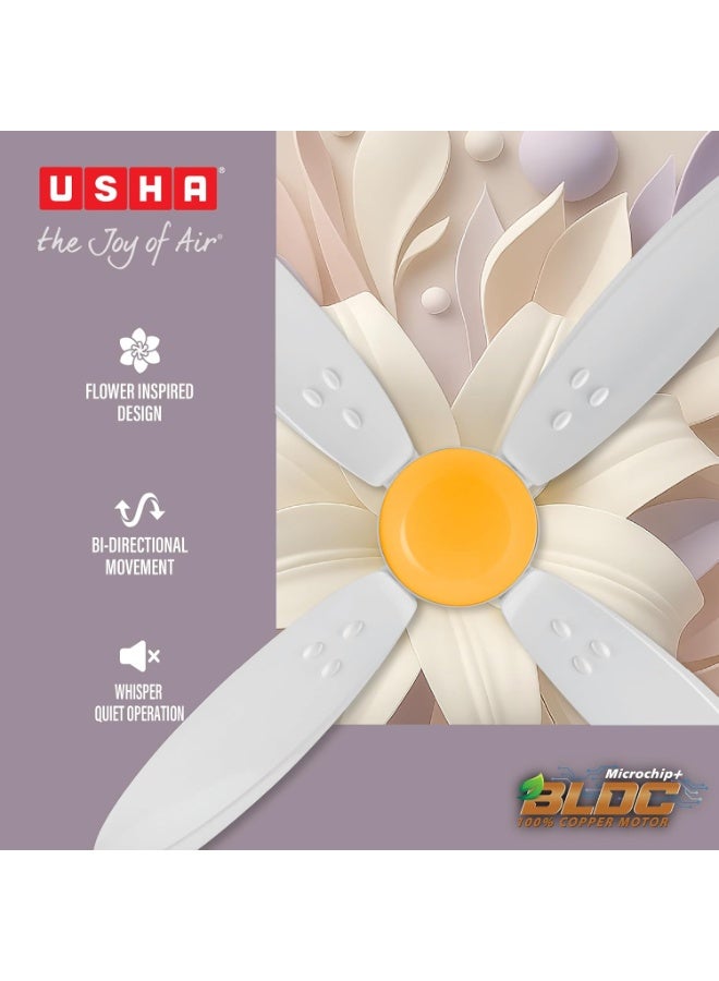 أوشا USHA New Bloom Series Lily Nova (Inspired by Lily) 4-Blade BLDC Ceiling Fan with Bi-Directional Feature | Sleep/Boost/Timer Modes | RF Remote | Dust-Resistant | Whisper-Quiet (White & Saffron Yellow) - Image 3